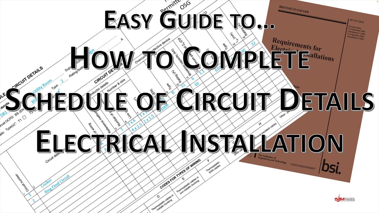 How to Complete a Schedule of Circuit Details in an Electrical Installation