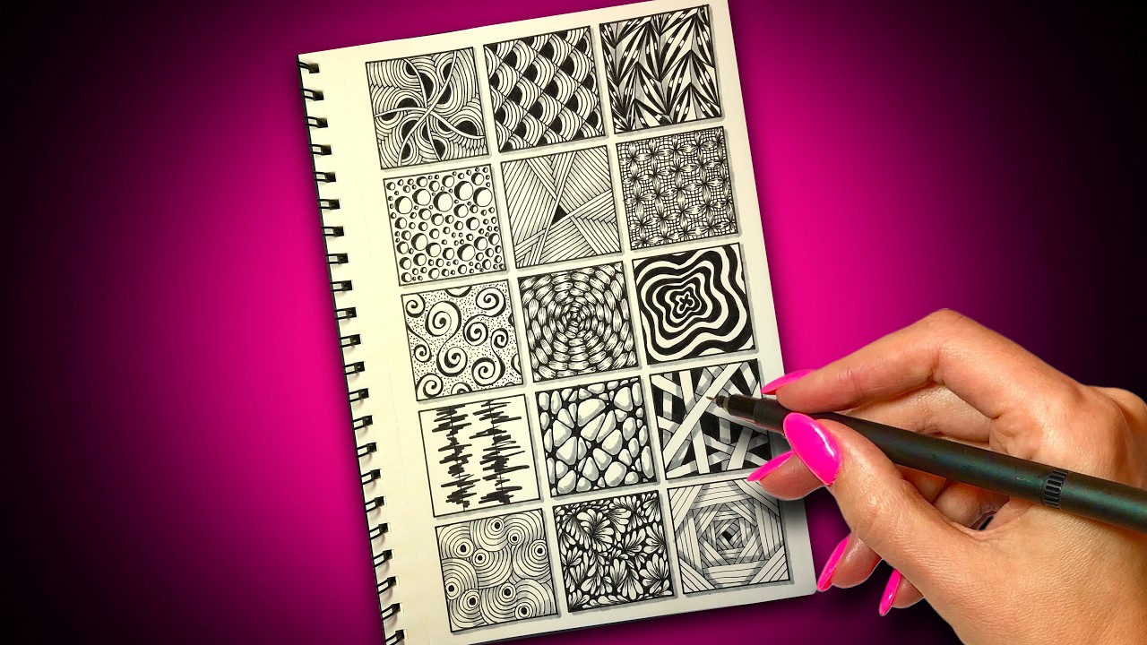 15 Zentangle Patterns for Beginners 🌸 Simple Doodle Patterns