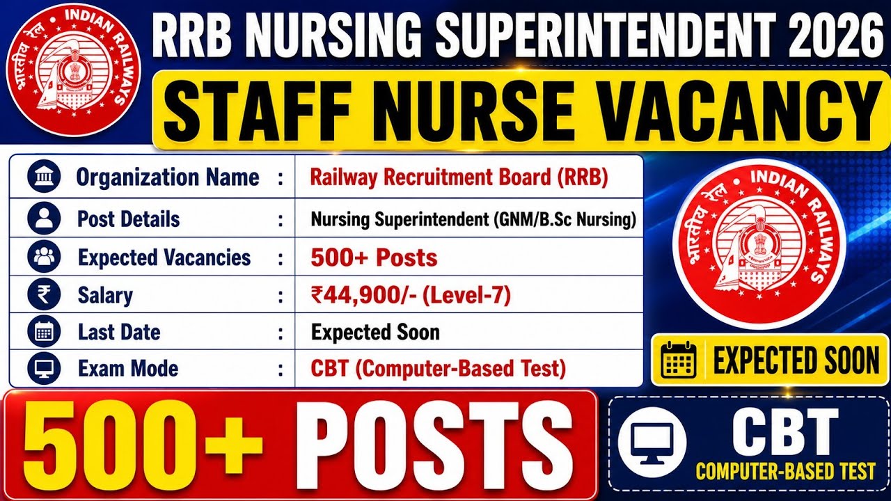 RRB Nursing Vacancy 2026 | 500+ Expected Posts | Railway Nursing, RRB Paramedical & Pharmacist 