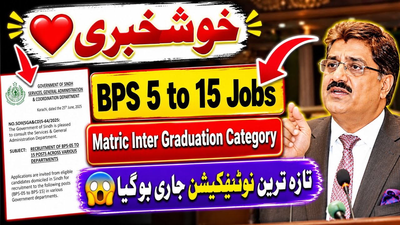 Good News ❣️ Sindh Job Portal BPS 5 to 15 jobs update - Sindh Govt SJP portal grade 5 to 15 jobs