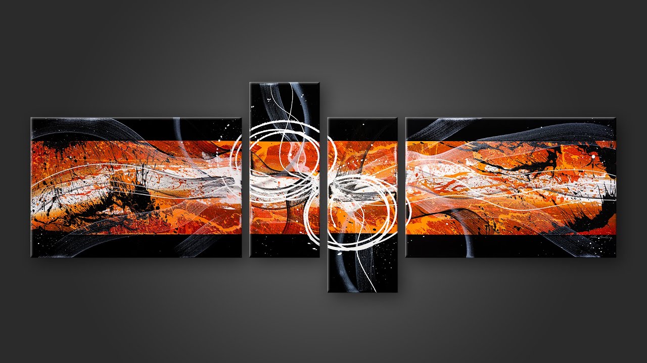 Intuitive Abstract Painting Demo On 4 Canvas With Acrylic Paint | | Arancia