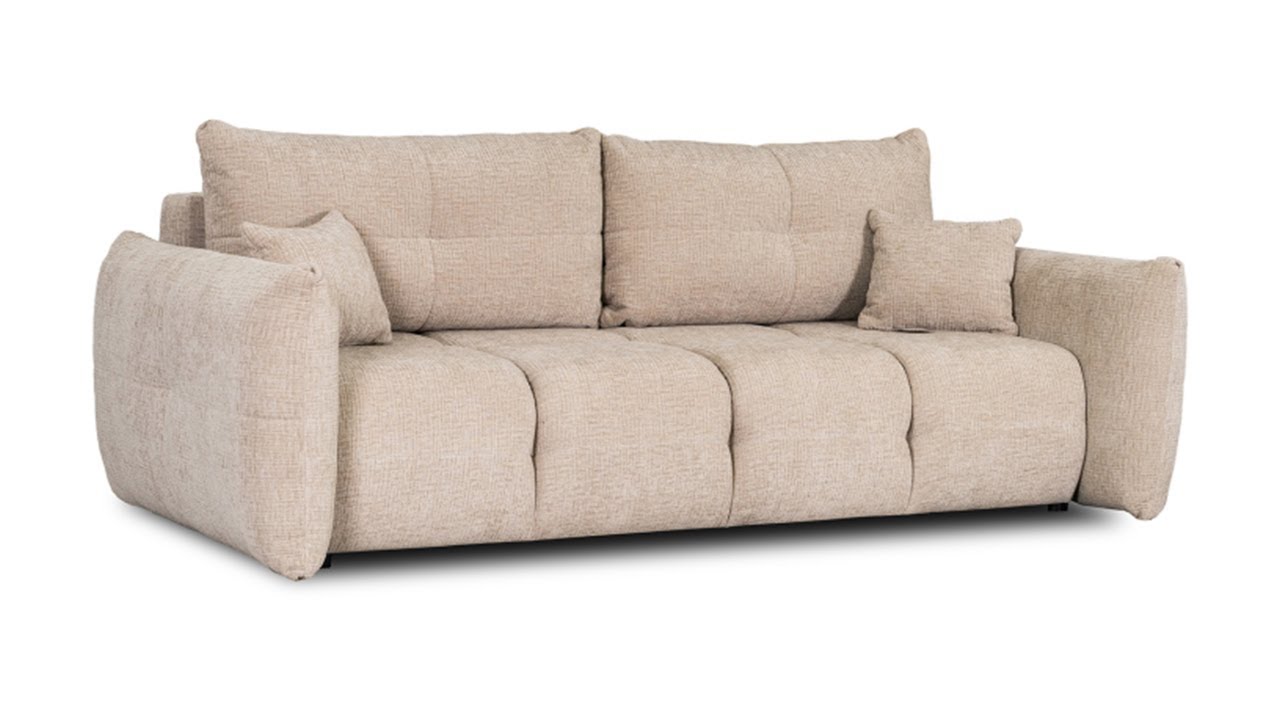 Sofa Rozkładana z Funkcją Spania Dwuosobowa ALMA Beżowa Nowoczesna do Salonu