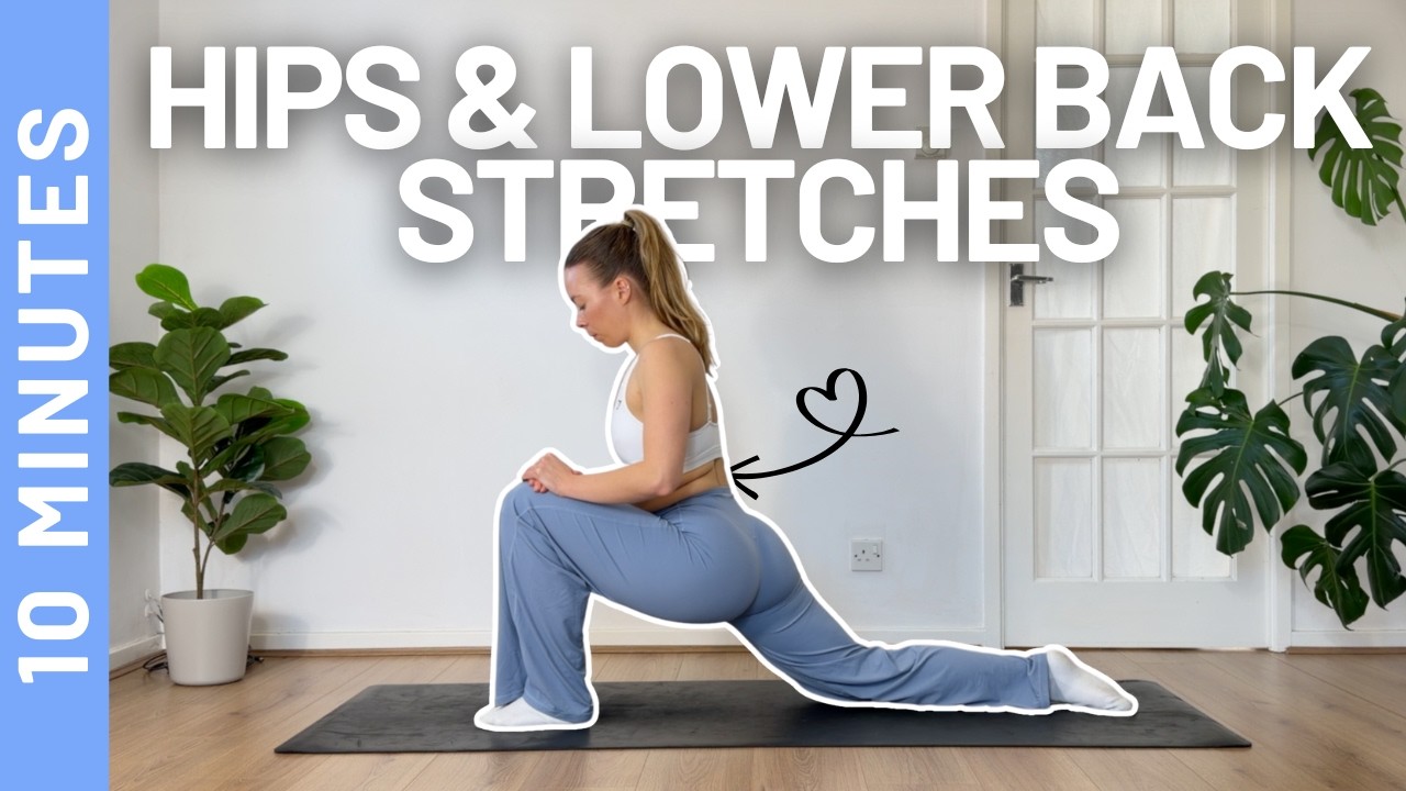 10 MIN STRETCHES FOR HIPS + LOWER BACK | TENSION RELEASE FOR DESK WORKERS | QUICK RELIEF
