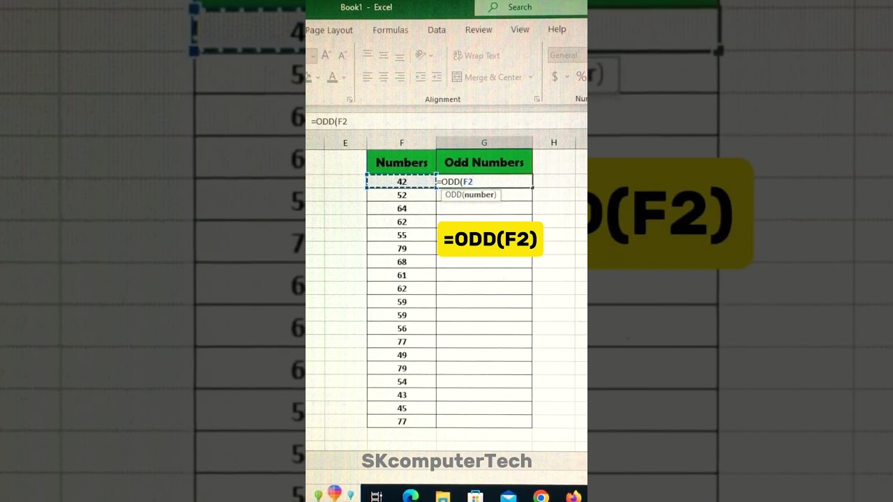 how to convert digits to odd numbers | odd function in excel tips and tricks #viralshorts #excel