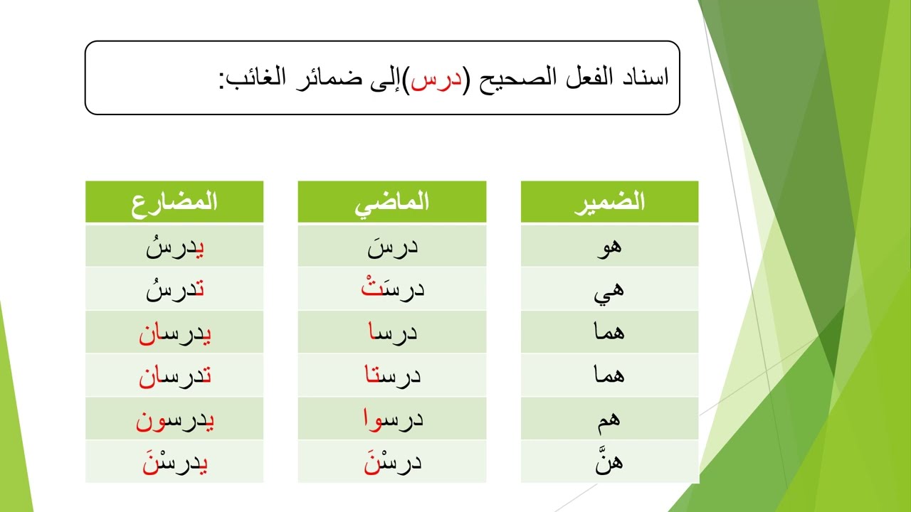اسناد الفعل الصحيح إلى الضمائر