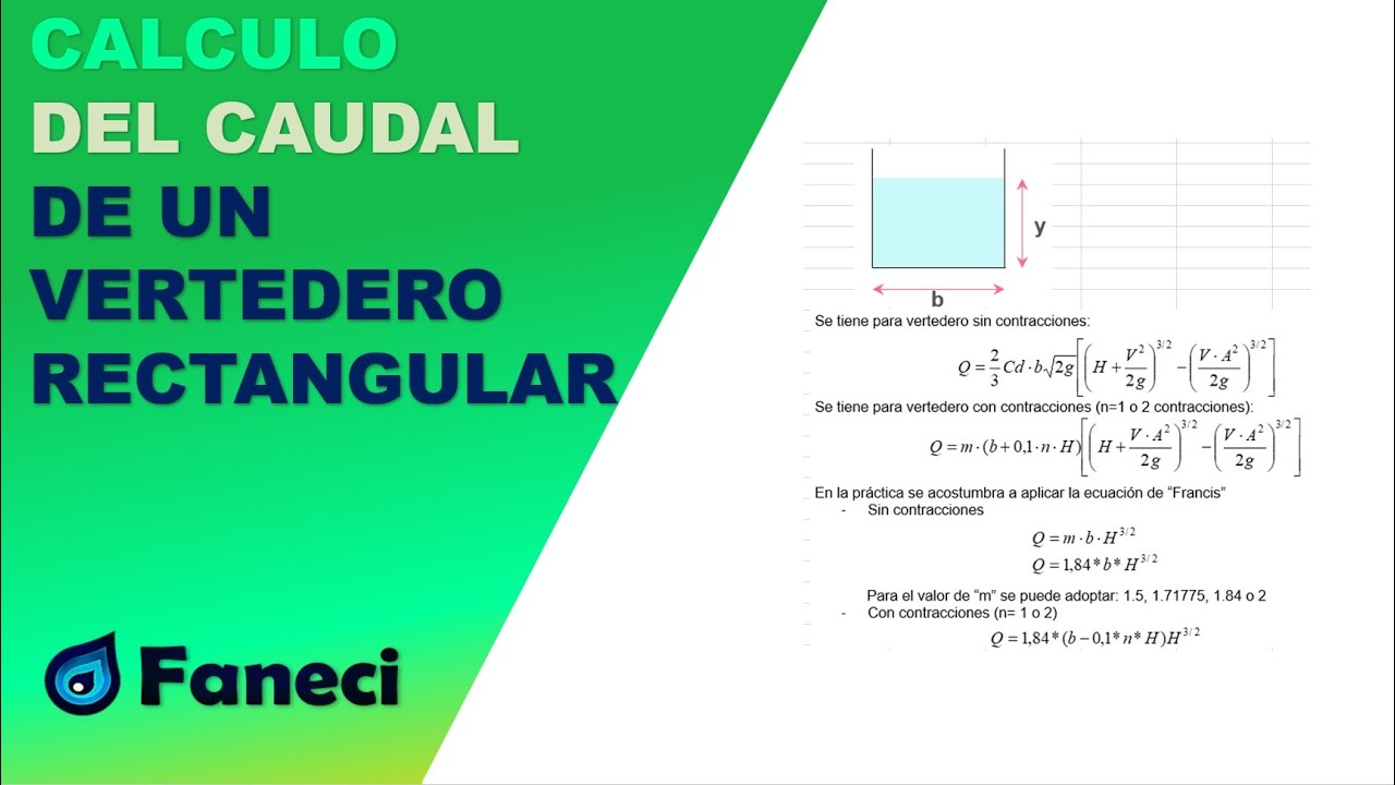 CALCULO DEL CAUDAL DE UN VERTEDERO RECTANGULAR📚✅