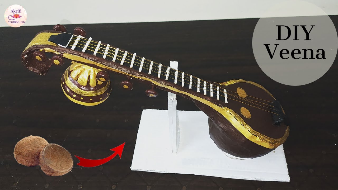 How To Make Veena using Coconut shell|Miniature Veena Making|Indian Musical Instruments|DIY Veena.