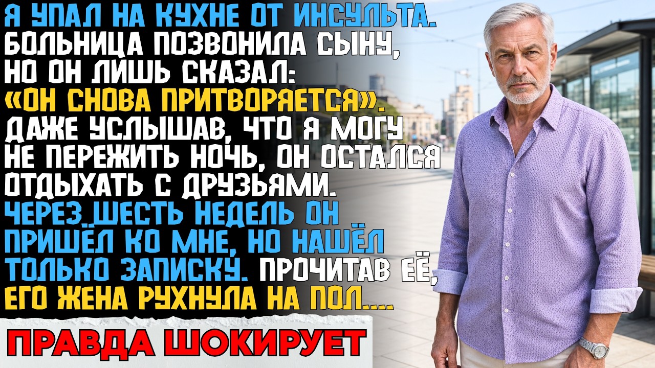 Я упал от инсульта, а сын не приехал. Через шесть недель его жена рухнула от моей записки