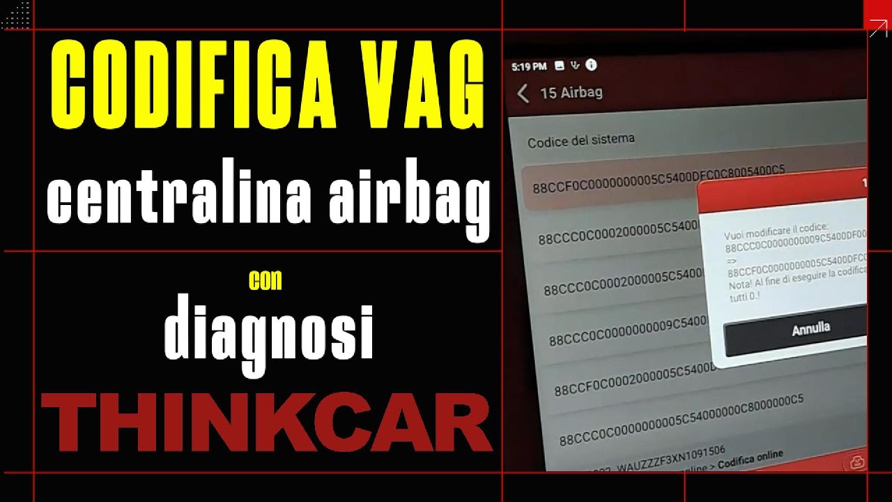 Codifica VAG Centralina Airbag: Procedura Completa con strumento diagnosi Thinktool di Thinkcar