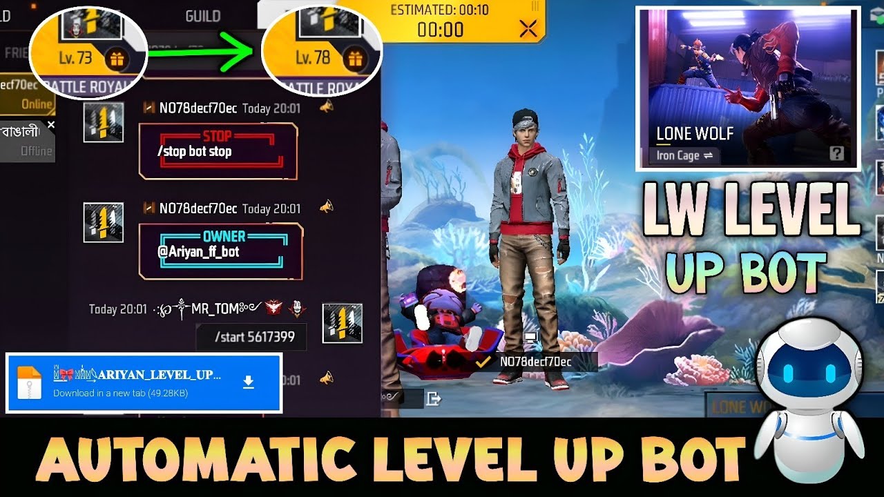 New Automatic LEVEL UP BOT😱LoneWolf Level Up Bot☠️FF BOT👺#freefire #viral #level #up #bot