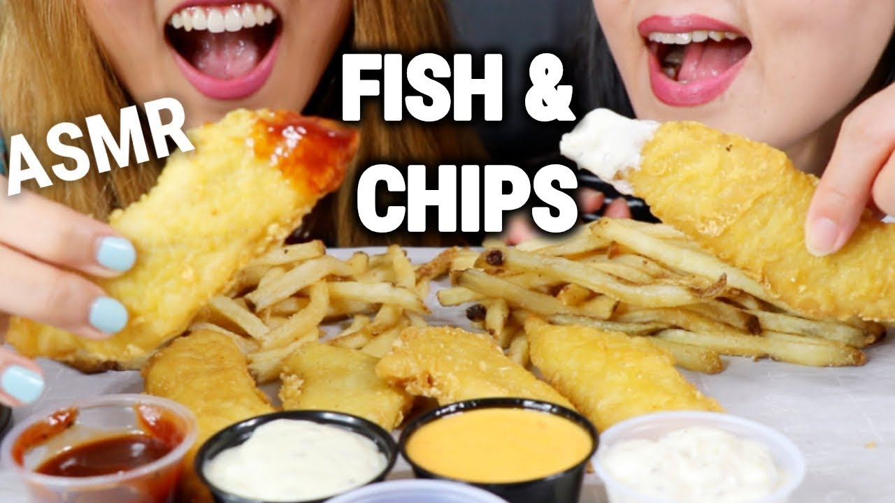 ASMR EATING FRIED FISH AND CHIPS and ICE CREAM (CRUNCHY EATING SOUNDS) | Kim&Liz ASMR