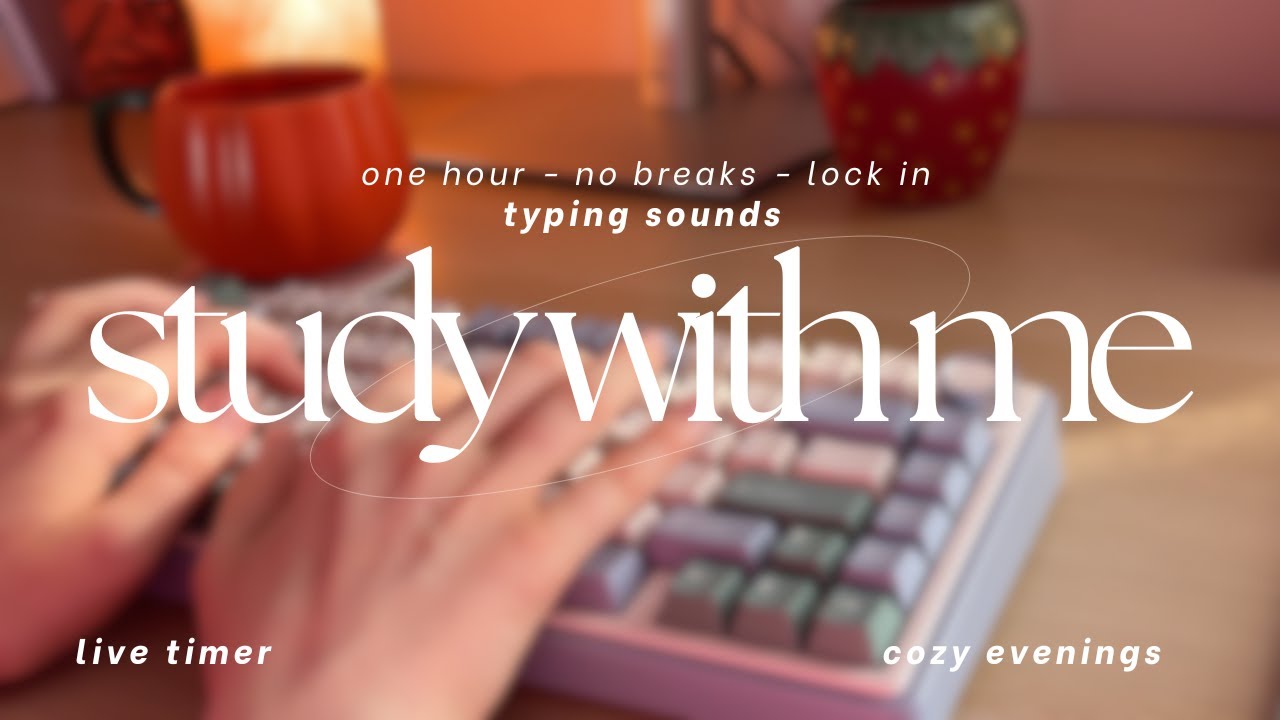 1 HOUR WORK WITH ME ☁️ Typing Keyboard Sounds ASMR - No Music [Study Ambience] - No breaks