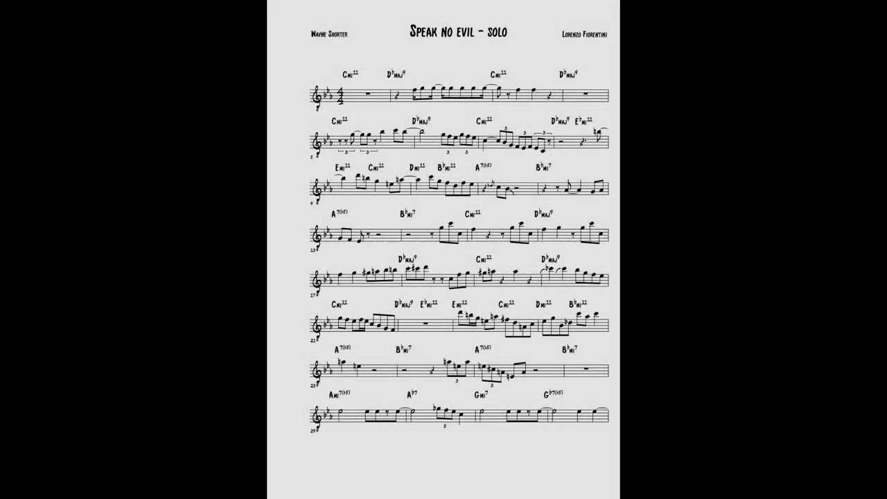 Wayne Shorter - Speak No Evil (sax solo transcription)