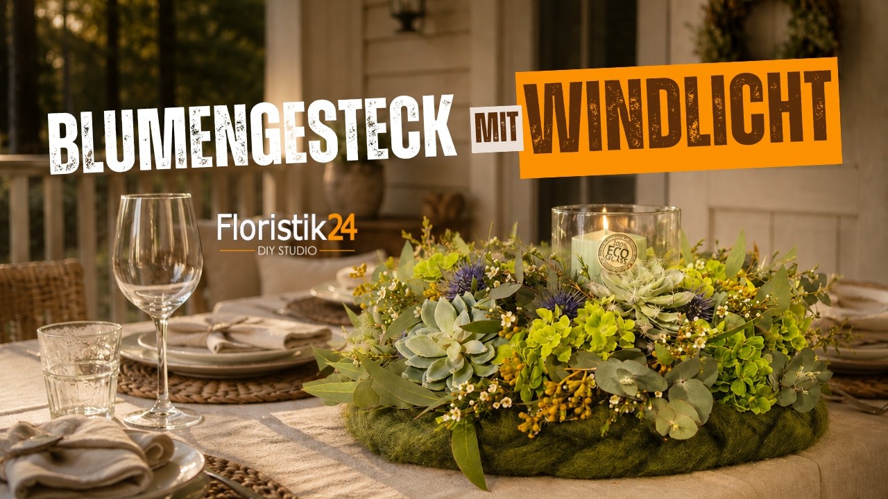 DIY Blumenkranz mit Kerze: Einfache Anleitung für rustikale TISCHDEKO, Gemütliches Zuhause gestalten
