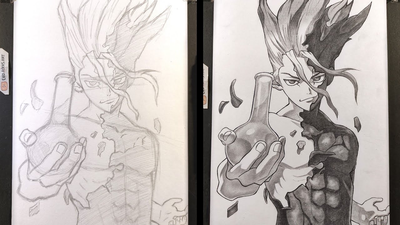 Как рисовать Сэнку Исигами — [Dr. Stone]