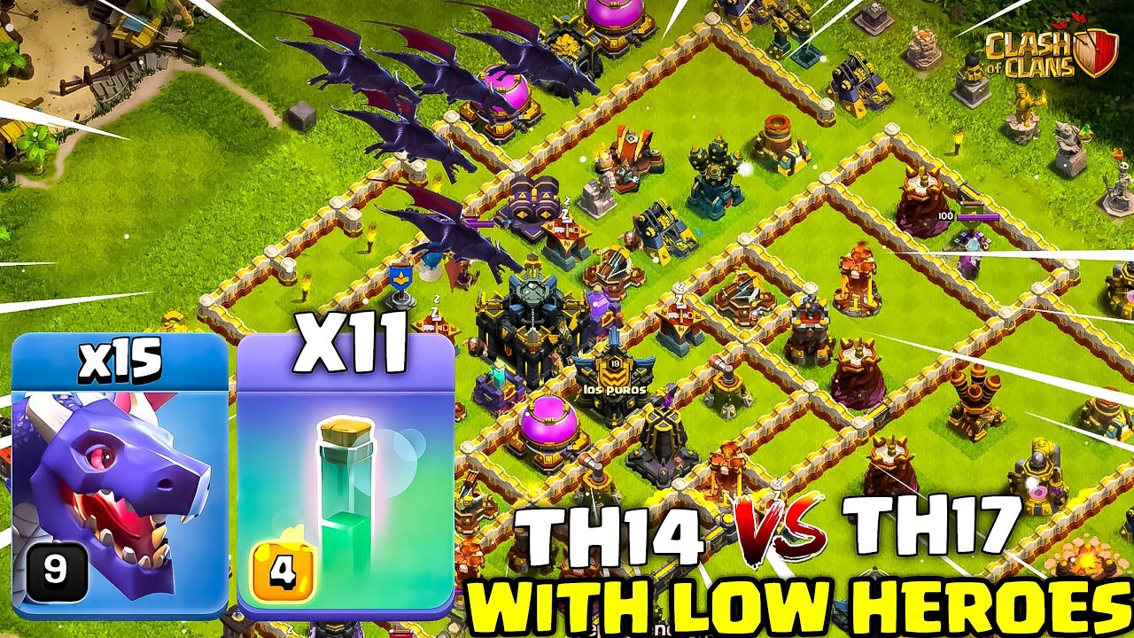 Low Heroes? Th14 to Th17 Dragon Attack Strategy | Best Th14 Legend League Attack | Clash of Clans