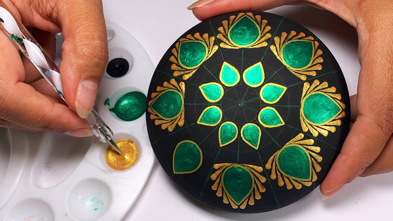 Mandala Art Peacock Stone Dot Painting Rocks Tutorial | How to Paint Mandala for Beginners #mandala