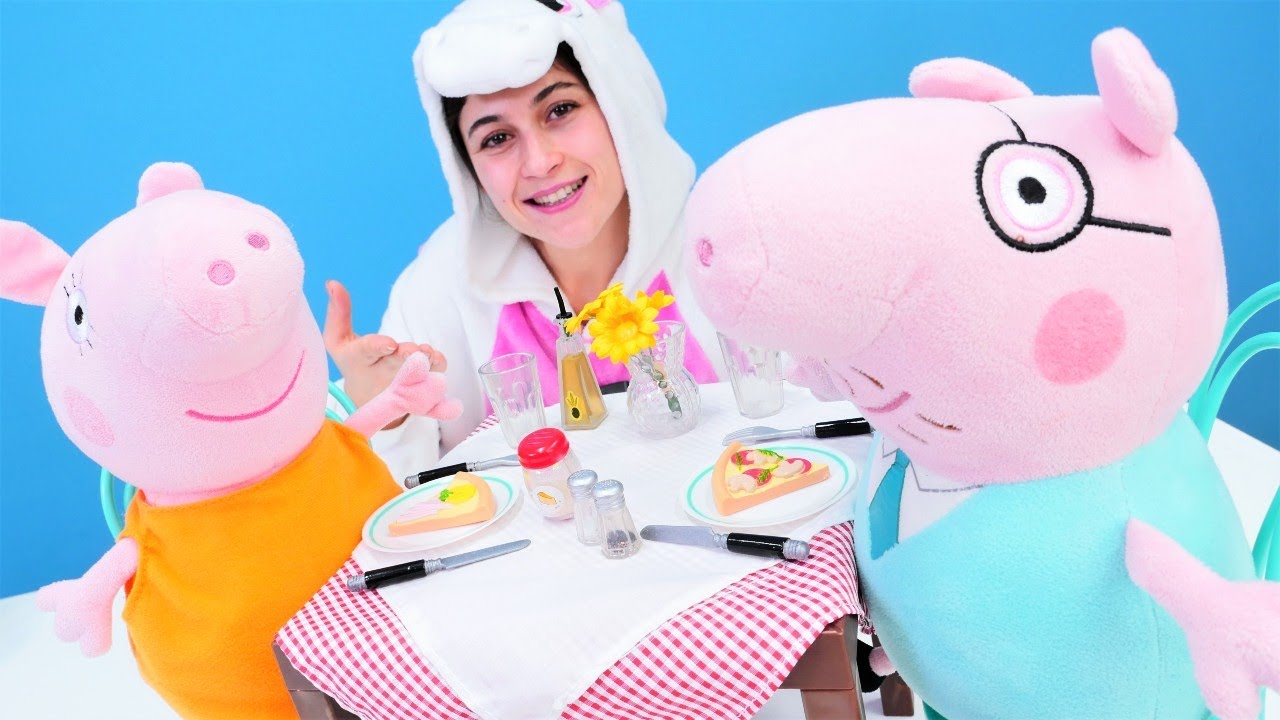 Peppa Pig ailesi için hazırlık yapıyoruz! Unicorn cafe - çocuklar için yemek yapma oyunu