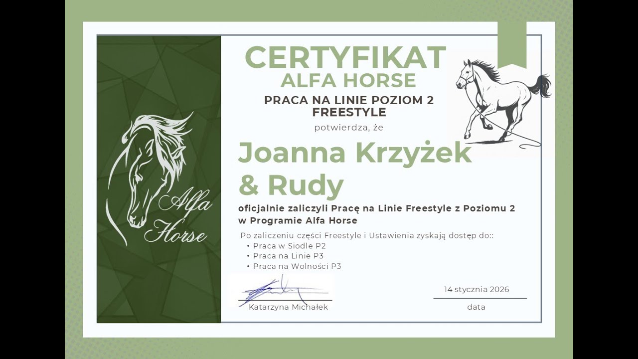 Joanna Krzyżek & Rudy Praca na Linie Poziom 2 Freestyle AH
