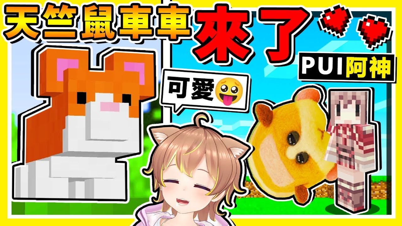 Minecraft 超萌❤天竺鼠車車【衝入麥塊世界】😂!! 咪嚕❤興奮到尖叫XDD !! 史上最萌的⭐轟隆隆⭐PUIPUI天竺鼠 !! 超爆笑【幸運方塊】登場啦 !! 全字幕