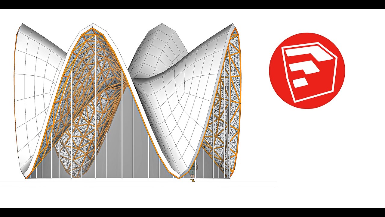 Cubierta ONDULADA / Paraboloide HIPERBÓLICO - Sketchup