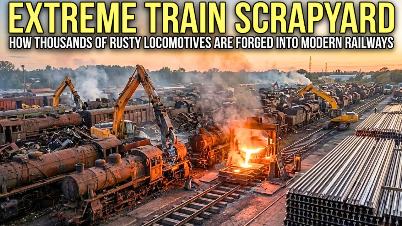 Inside Extreme Train Scrapyard – How Thousands of Rusty Locomotives Are Forged Into Modern Railways