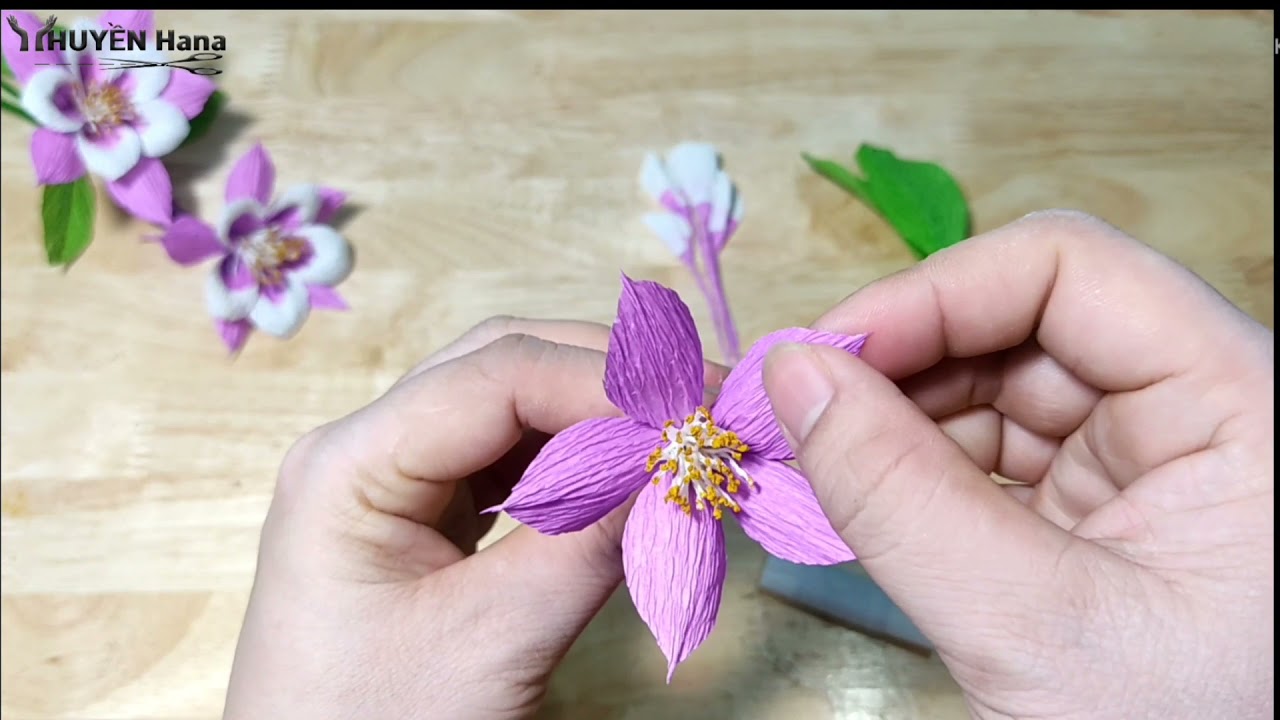 how to make aquilegia paper flower/cách làm hoa giấy aquilegia