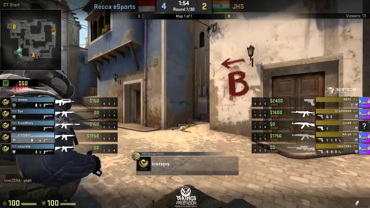 Recca[Crazyguy] vs JHS - de_mirage - Dreamhack Master Malmo 2017 Qualifier - caster Bomman