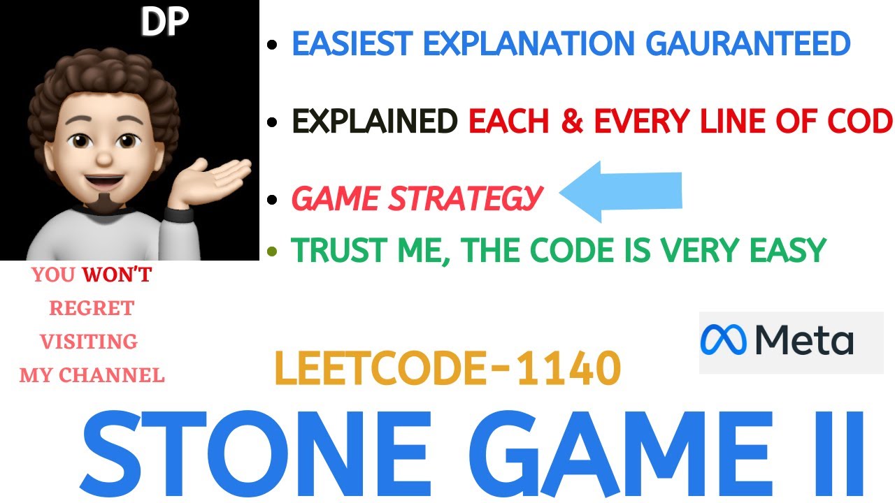 Stone Game II | Game Strategy | EASIEST Explanation | META | Leetcode-1140 | Live Code