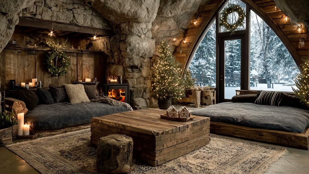 Warm  Fireplace 🔥 Soothing Instrumental  Music 🎄 Relaxing Holiday Ambience 2025