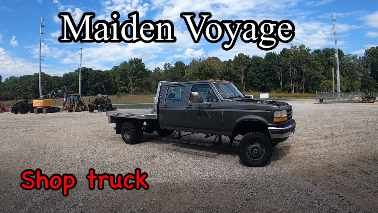 Bed install and first trip out of the shop under 7.3 powerstroke power OBS shop truck F superduty