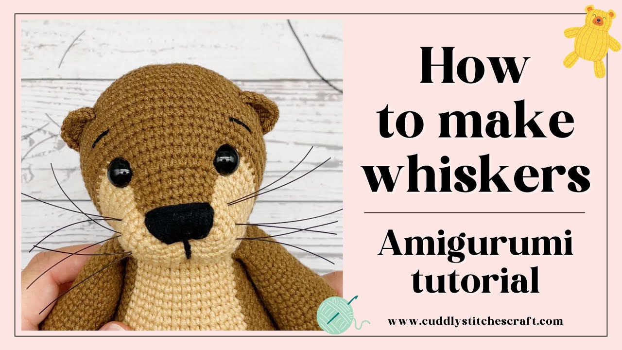 How to make whiskers on Amigurumi crochet, Amigurumi whiskers for crochet animals, Crochet whiskers