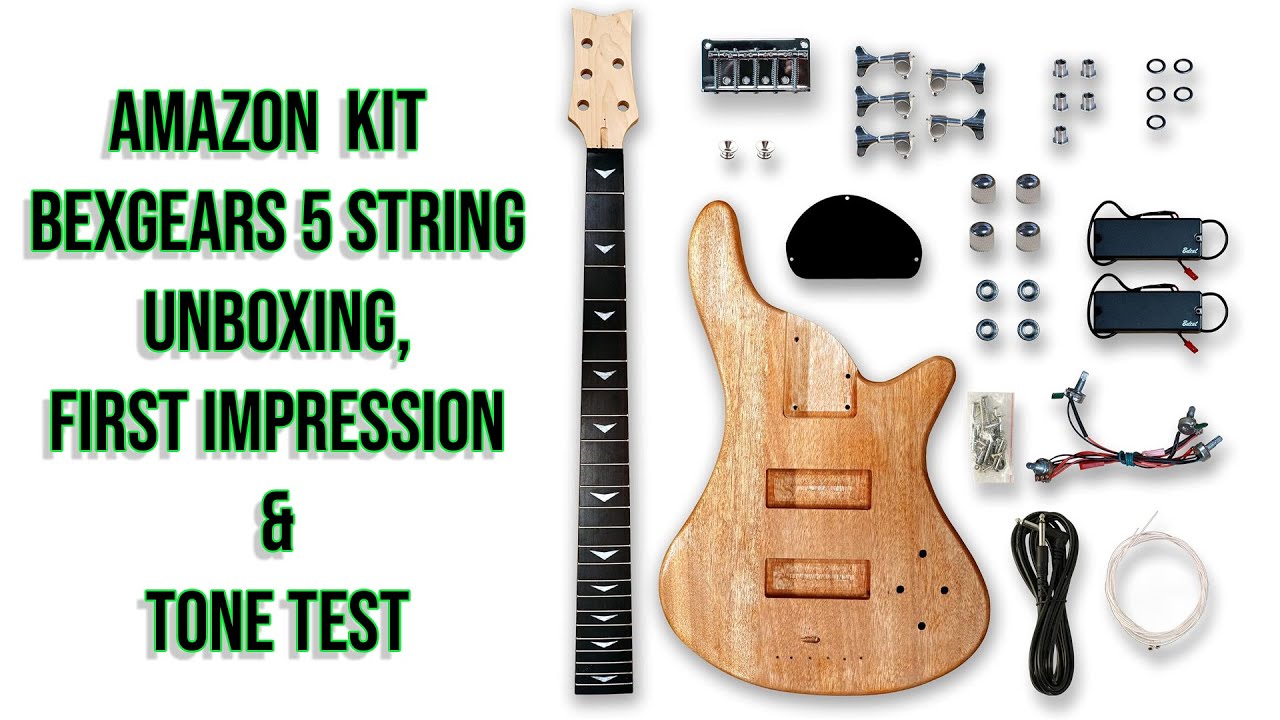 Amazon Bass Guitar Kit BEXGEARS 5 String, Unboxing, setup and tone samples