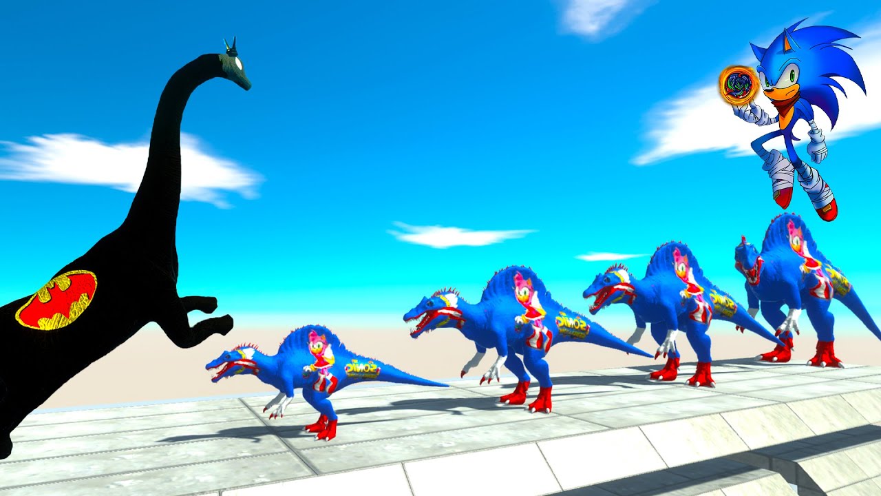 4 SIZE BATTLE of SONIC SPINOSAURUS - Animal Revolt Battle Simulator ARBS