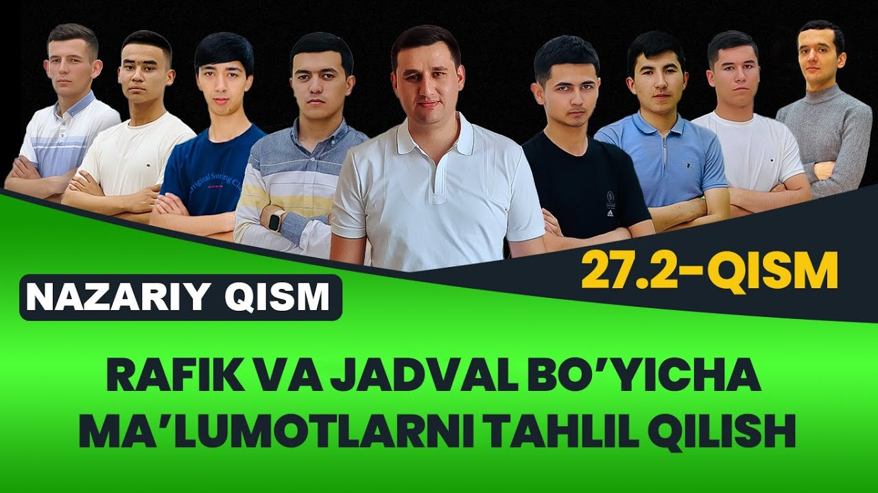 27.2. Grafik va jadval bo’yicha ma’lumotlarni tahlil qilish (Nazariy qism)