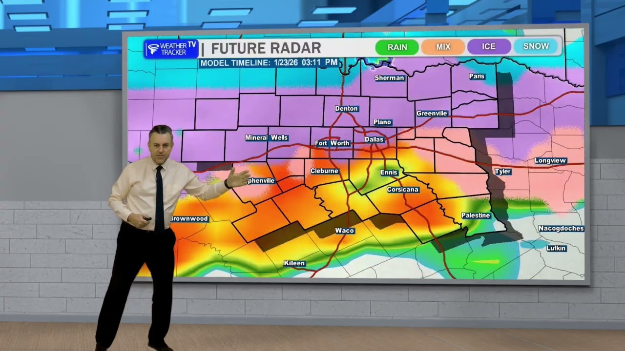 DFW  Tuesday Weather:  Showers Tonight & Tomorrow, Arctic Air and a Winter Storm this Weekend