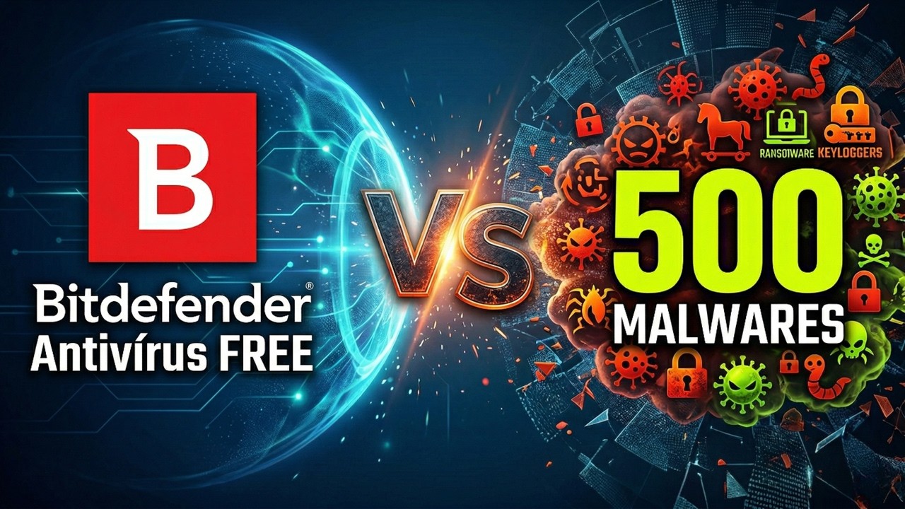 Teste de Proteção Antivírus Gratuito, Bitdefender Antivírus Free VS 500 Malwares (2026)