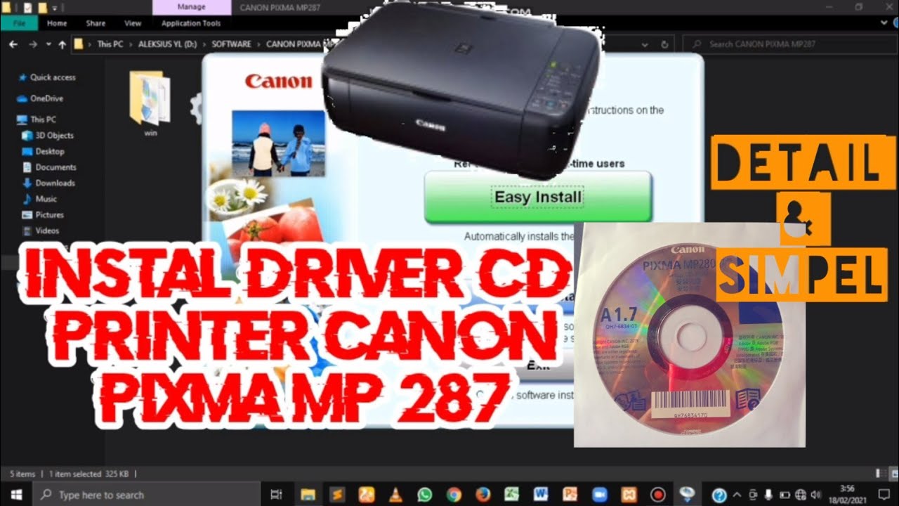 Cara instal driver CD printer canon MP287 terbaru