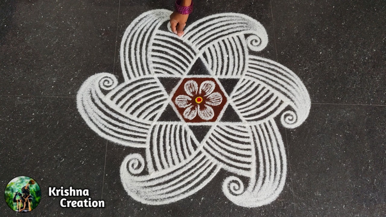 Easy Padi Kolam Design with 5x3 dots | Creative Rangoli | Padi Kolam Muggulu | Rangoli Kolam