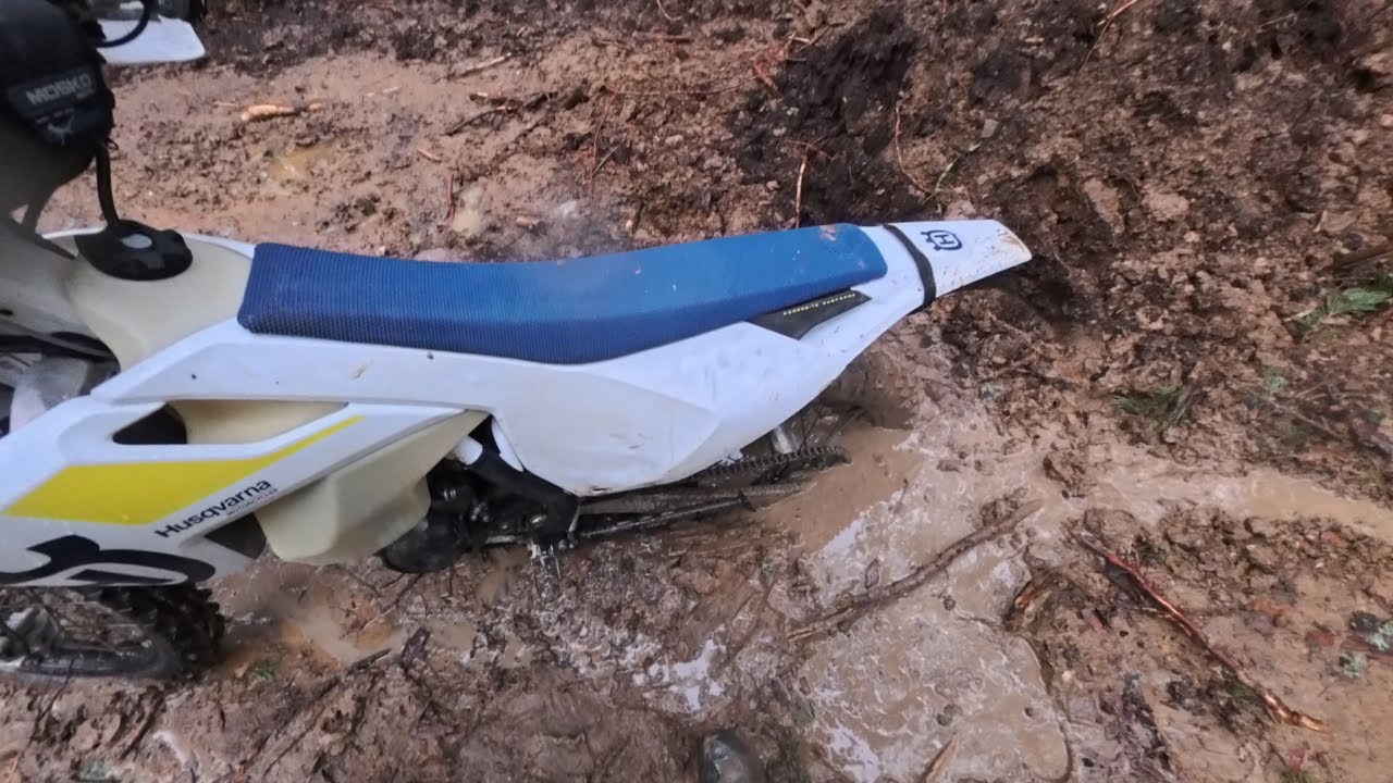 Stuck in the mud: Slippery ride after days of rain