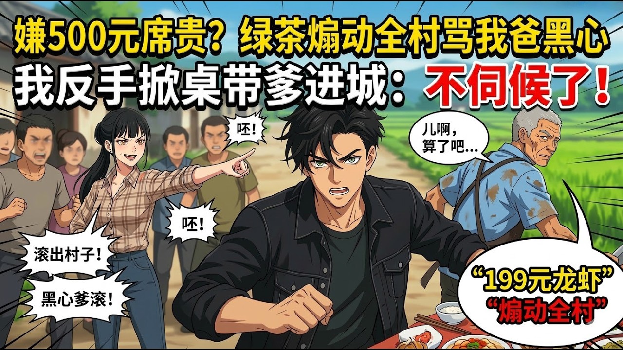嫌500元席貴？綠茶煽動全村罵我爸黑心，我反手掀桌帶爹進城：這群窮親戚不配吃我家的飯！#爽文 #都市 #逆襲 #漫劇 #打臉 #漫剧 #短剧 #惡人先告狀 #世情故事