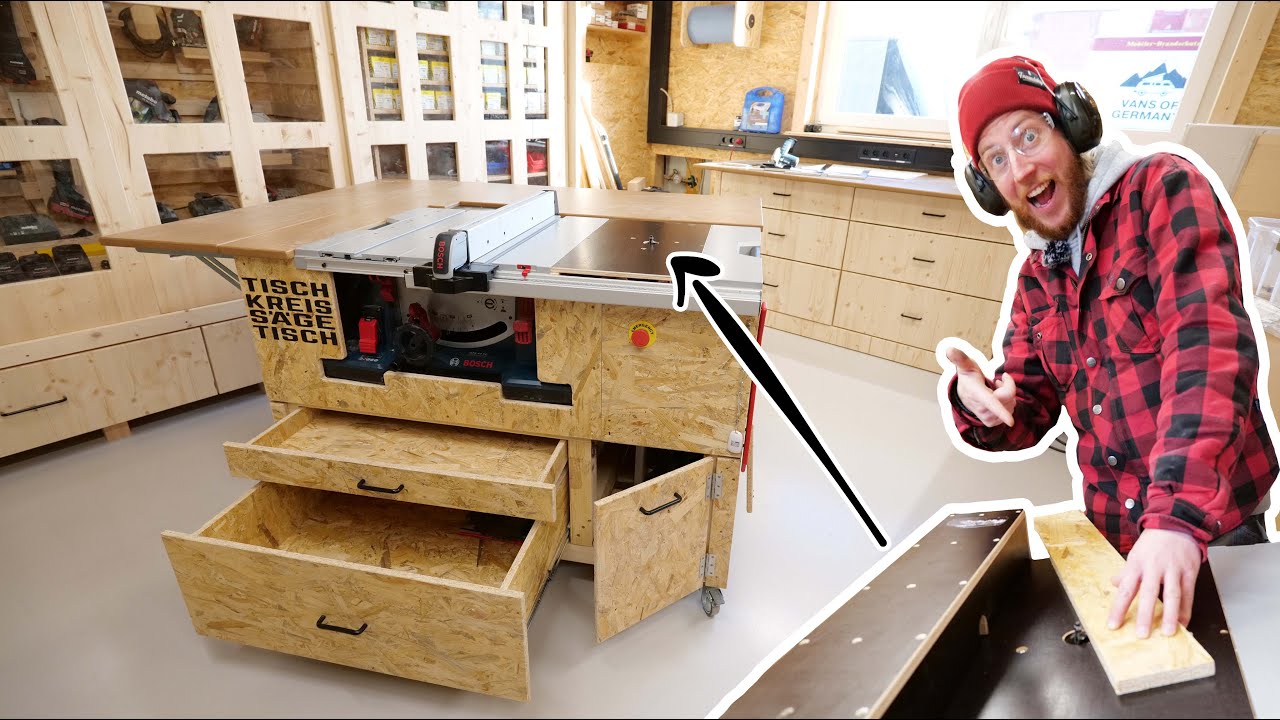 🚧 Frästisch mit motorisierter Hebevorrichtung für die Tischkreissäge und Schubladen bauen! Teil 2