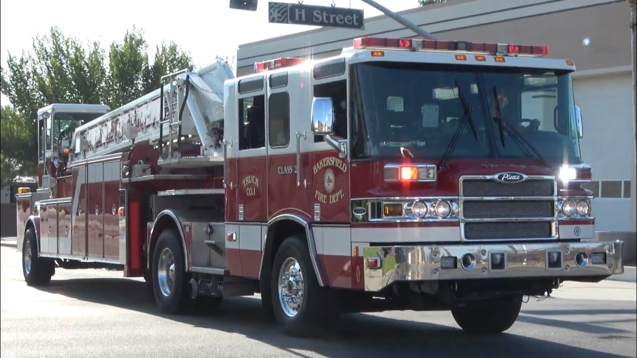 Bakersfield Fire Dept. Truck 1, Engine 1, & Hall Amb. Responding