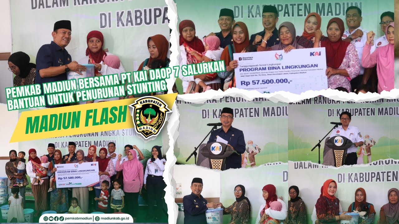 Pemkab Madiun Bersama PT KAI Daop 7 Salurkan Bantuan untuk Penurunan Stunting