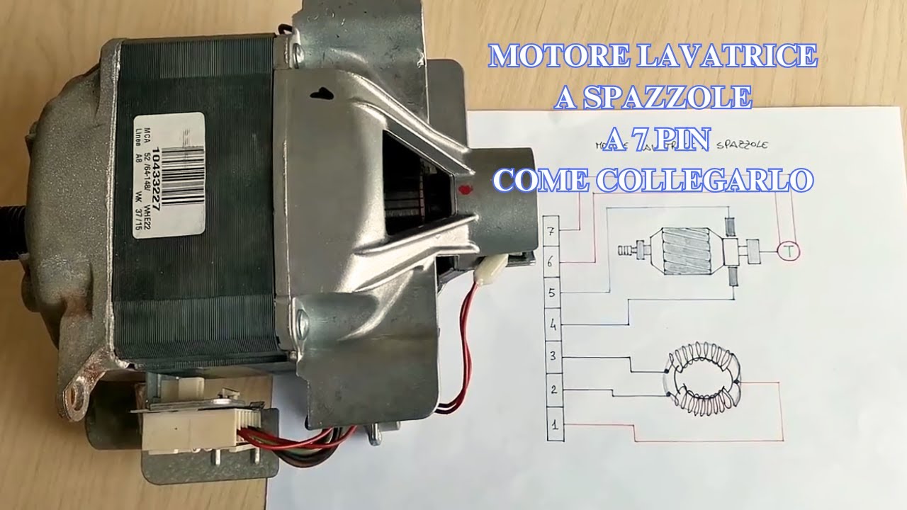 Motore lavatrice a spazzole a 7 pin. Come collegarlo
