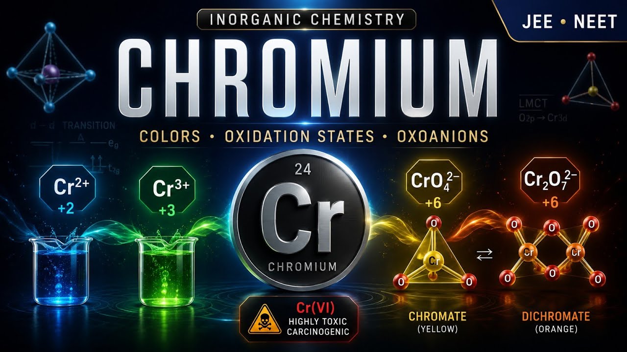 Chromium Explained: Oxidation States, Vibrant Colors | Why Cr(VI) is Carcinogenic 12th JEE NEET CUET