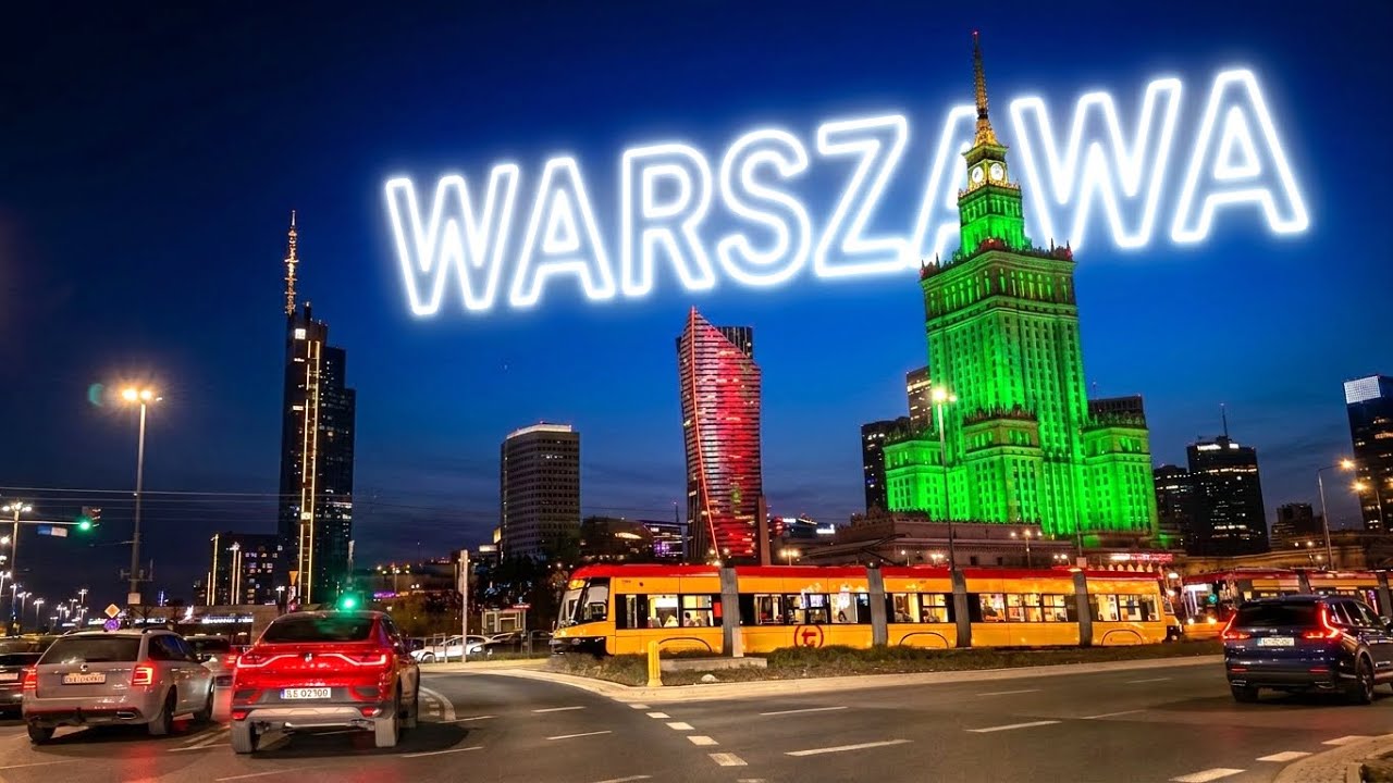 Warszawa Nocą: Od Mostu Poniatowskiego po Rondo Daszyńskiego | 4K Driving Tour