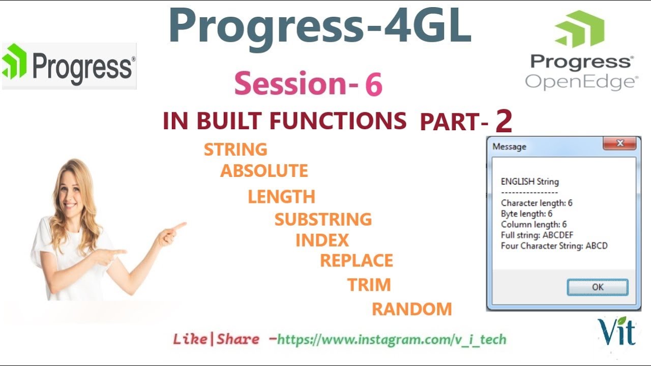 Прогресс 4GL-Сессия-6 | Встроенные функции, часть 2 @vitechtalks | Строковые функции