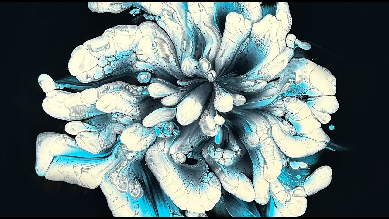 GORGEOUS Peony Flower Dip Acrylic Pouring Technique - Using only 3 colors!