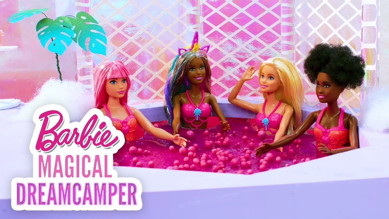 @Barbie | GLITTER PINK SPA DAY IN THE SKY WITH PRINCESS JESS! 💖 | Barbie Magical DreamCamper